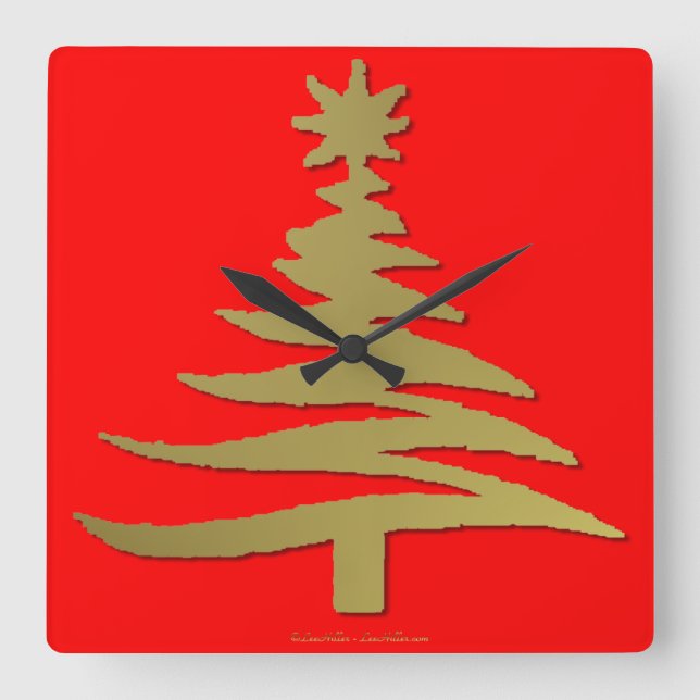 Horloge Carrée Christmas Tree Stencil (Recto)