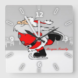 Horloge Carrée Christmas, Whimsical Santa Claus