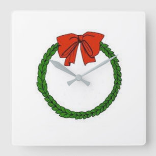 HORLOGE CARRÉE ****CHRISTMAS WREATH**** CLOCK