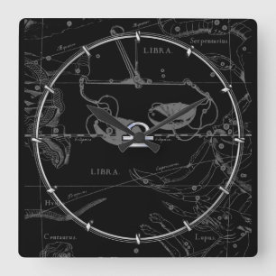 Horloge Carrée Chrome Argent comme Libra Zodiac Connexion Heveliu