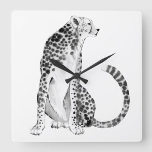 Horloge Carrée Chrome Cheetah