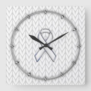 Horloge Carrée Chrome Comme Blanc Knit Ribbon Sensibilisation Imp