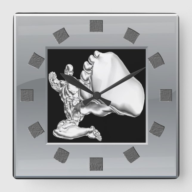 Horloge Carrée Chrome Fighter Wall Clock (Recto)