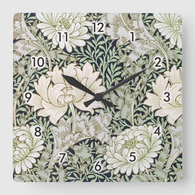 Horloge Carrée Chrysanthemum, William Morris (Recto)