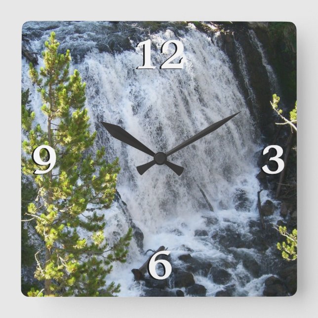 Horloge Carrée Chute d'eau de Yellowstone (Recto)