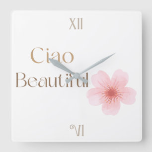Horloge Carrée Ciao Beau, Cadeau Floral Élégant