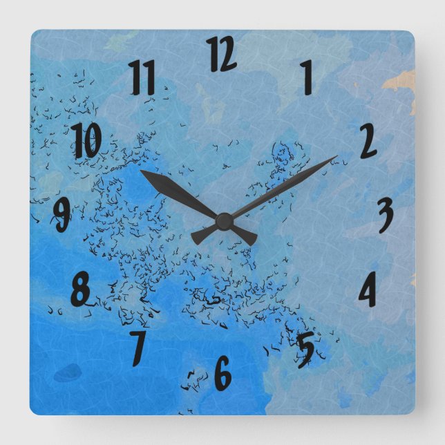 Horloge Carrée Ciel pastel bleu profond (Recto)