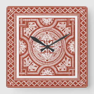 Horloge Carrée Cinnabar Woodblock IV