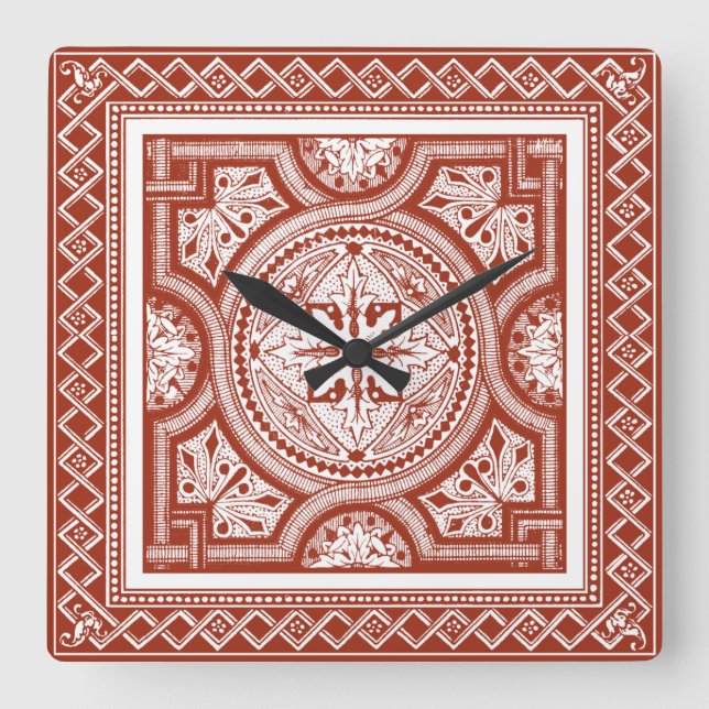 Horloge Carrée Cinnabar Woodblock IV (Recto)