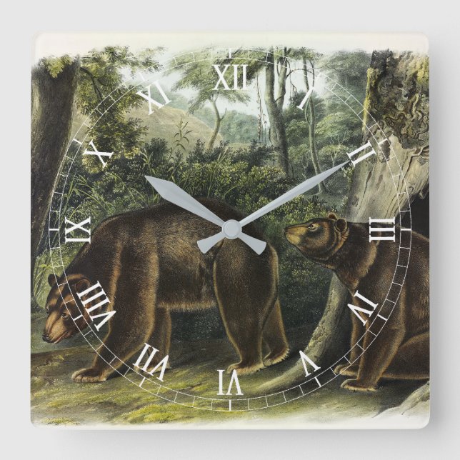 Horloge Carrée Cinnamon Bear from Audubon's Quadrupeds (Recto)