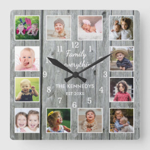 Horloge Carrée Citation Famille Est Tout Photo 12 Bois Gris