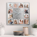 Horloge Carrée Citation Famille Est Tout Photo de Famille Argent<br><div class="desc">Créez facilement votre propre horloge murale moderne métallisée argentée personnalisée avec vos photos personnalisées. Le design comprend également une belle citation manuscrite : "La famille est tout". Pour de meilleurs résultats,  recadrez les images en carré - avec le point de focus au centre - avant de les télécharger.</div>