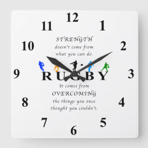 Horloge Carrée Citation Inspiration de rugby