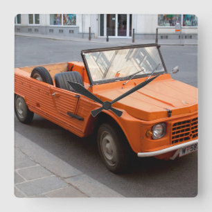 Horloge Carrée Citroen orange Mehari