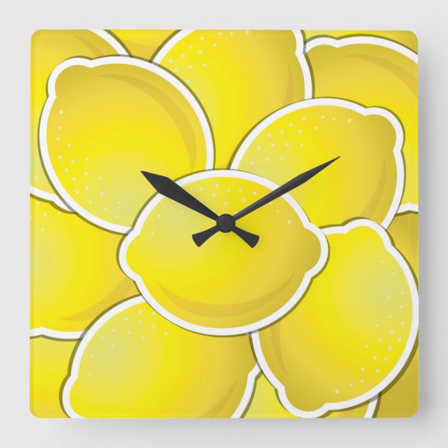 Horloge Carrée Citron funky (Recto)