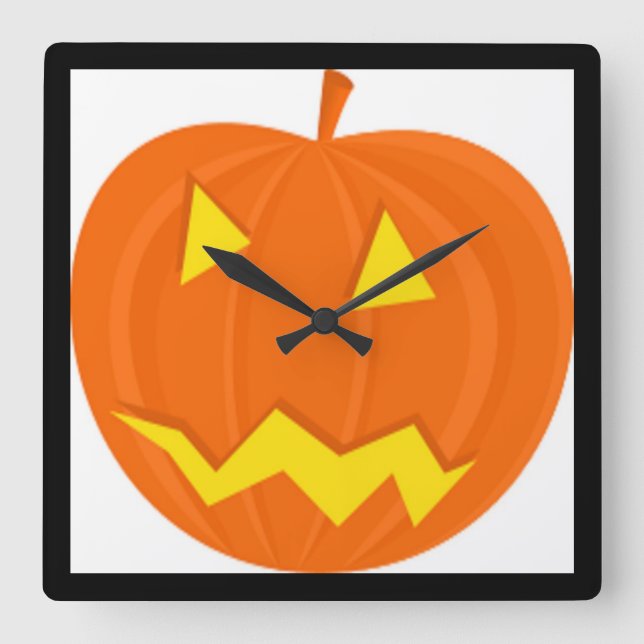 Horloge Carrée citrouille "HAPPY HALLOWEEN" (Recto)