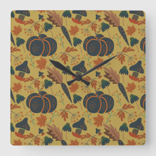 Horloge Carrée Citrouilles et carottes motif sans soudure