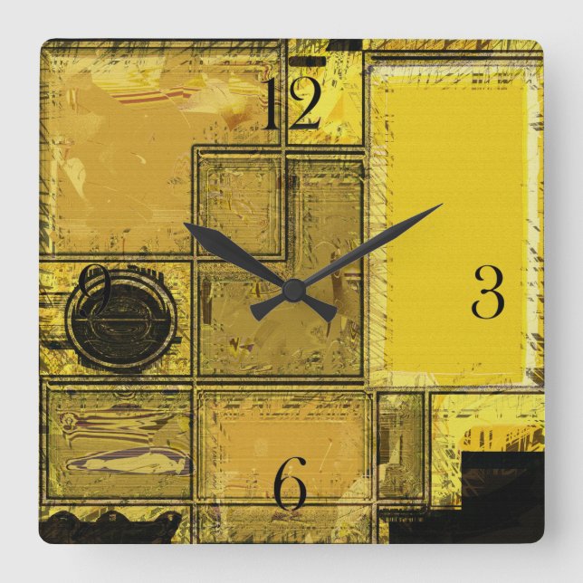 Horloge Carrée City of Gold Urban Abstract Art Clock (Recto)
