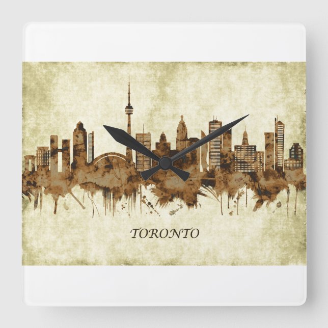 Horloge Carrée Cityscape de Toronto Canada (Recto)