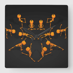 Horloge Carrée Classe de Yoga d'Halloween