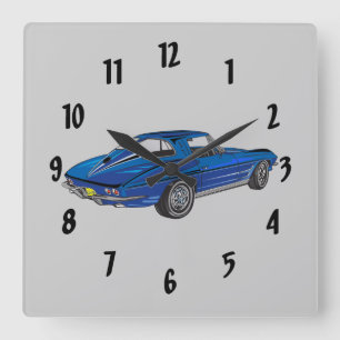 Horloge Carrée Classic Car Blue 1963
