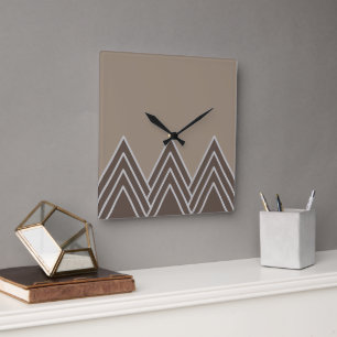 Horloge Carrée Classic contemporain Zigzag Triangles Motif d'art
