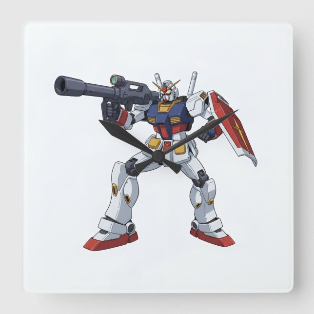 Horloge Carrée Classic Retro RX-78-2 Gundam Mecha Anime Illustrat (Recto)