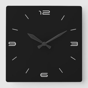 Horloge Carrée Classy Black with White Numerals> Square Clocks