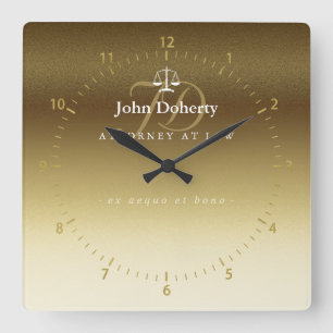 Horloge Carrée Classy Scales of Justice   Graphic Gold Metallic