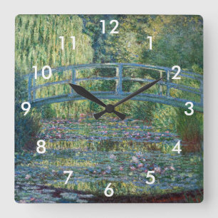 Horloge Carrée Claude Monet - Bassin de nymphéas, Harmonie verte