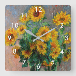 Horloge Carrée Claude Monet - Bouquet de tournesols