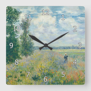 Horloge Carrée Claude Monet - Champs de pavot près d'Argenteuil (