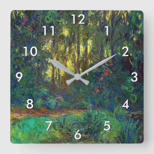 Horloge Carrée Claude Monet - Coin d'un étang avec des Nénuphars