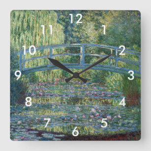 Horloge Carrée Claude Monet - Eau Lily étang, Harmonie verte