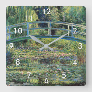 Horloge Carrée Claude Monet - Etang Lily et Pont Japonais