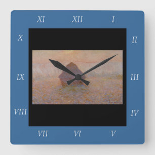 Horloge Carrée Claude Monet Grainstack, Sun in the Mist (1891)