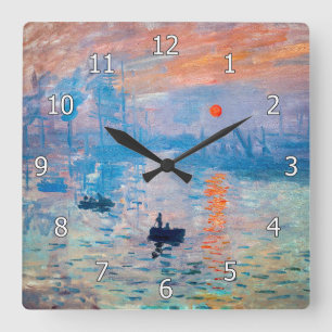 Horloge Carrée Claude Monet - Impression, soleil levant