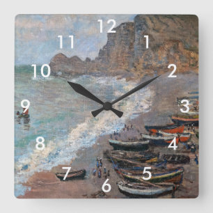 Horloge Carrée Claude Monet - La Plage à Etretat