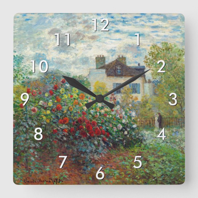 Horloge Carrée Claude Monet - Le Jardin de l'Artiste à Argenteuil (Recto)