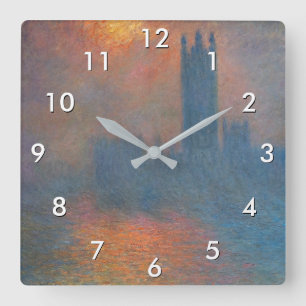 Horloge Carrée Claude Monet - Les maisons du Parlement Londres