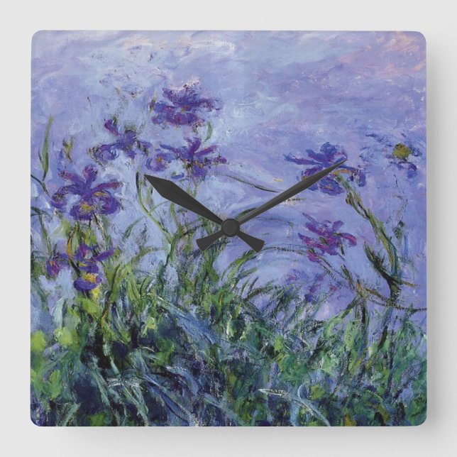 Horloge Carrée Claude Monet Lilac Irises (Recto)