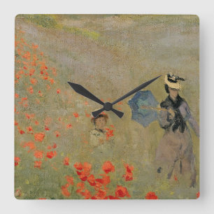 Horloge Carrée Claude Monet   Poppies sauvages, près d'Argenteuil