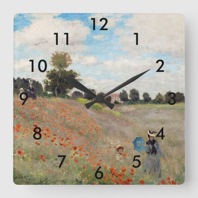 Horloge Carrée Claude Monet - Poppy Field (Recto)