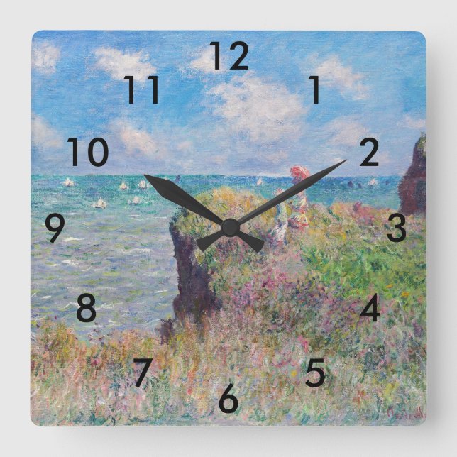 Horloge Carrée Claude Monet - Promenade Cliff à Pourville (Recto)