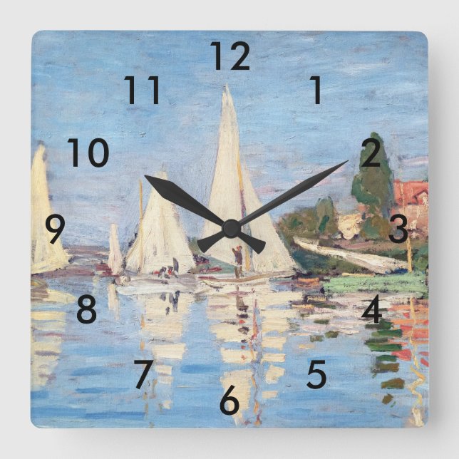 Horloge Carrée Claude Monet - Regattas à Argenteuil (Recto)