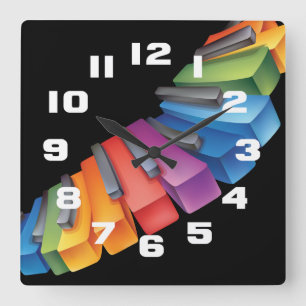 Horloge Carrée Clavier Coloré Musique Cool