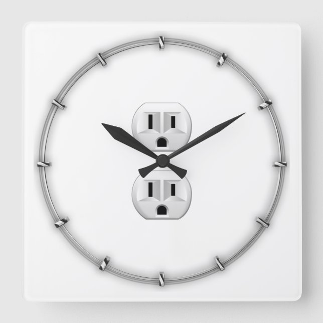 Horloge Carrée Cliquer sur le bouchon électrique pour Customiser  (Recto)