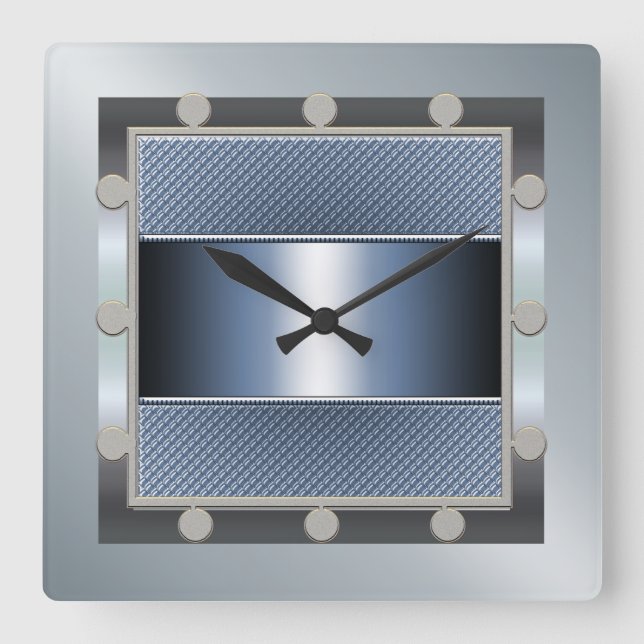 Horloge Carrée Clock Blue and Silver (Recto)