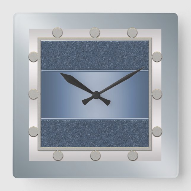 Horloge Carrée Clock Blue and Silver (Recto)