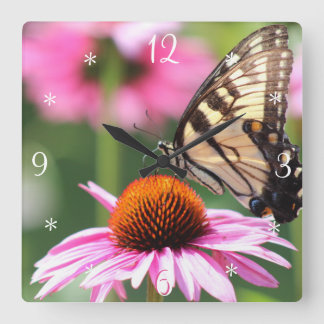 Horloge Carrée Clock Butterfly